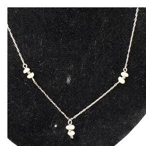 Sterling Silver Delicate Pearl Cluster Necklace Minimalist Elegant Design 18"